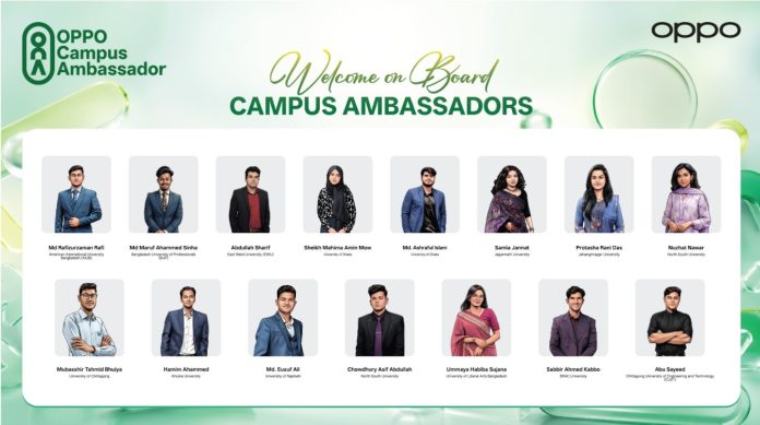 তরুণদের ক্ষমতায়নে ১৫ জন ক্যাম্পাস অ্যাম্বাসেডর নিয়োগ দিলো অপো